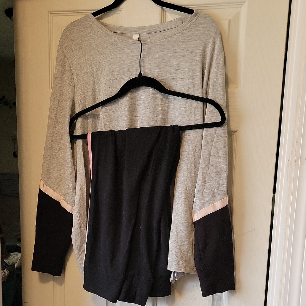 Gray and Black Women's Lounge Set